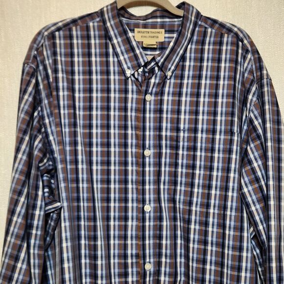 Duluth Wrinkle Free Long Sleeve Blue White Rust Orange Plaid Button 2XL - Picture 1 of 11